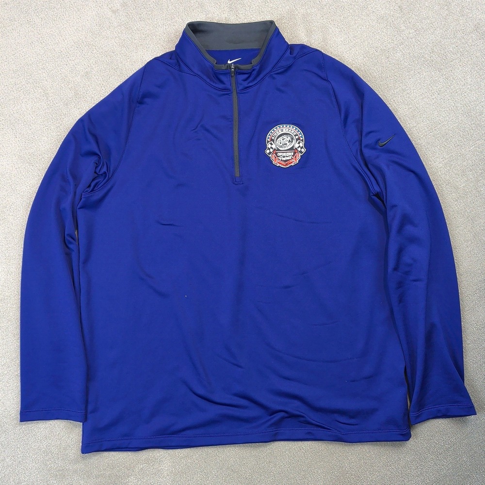 Nike Pullover Men XL Blue Rings Gears & Opinions Podcast Quarter Zip Activewear